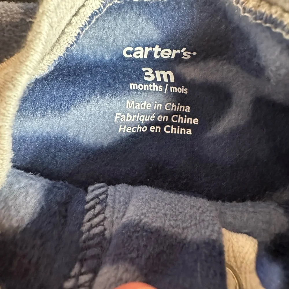 Baby boy Carter’s excavator truck fleece footed pajamas size 3mo